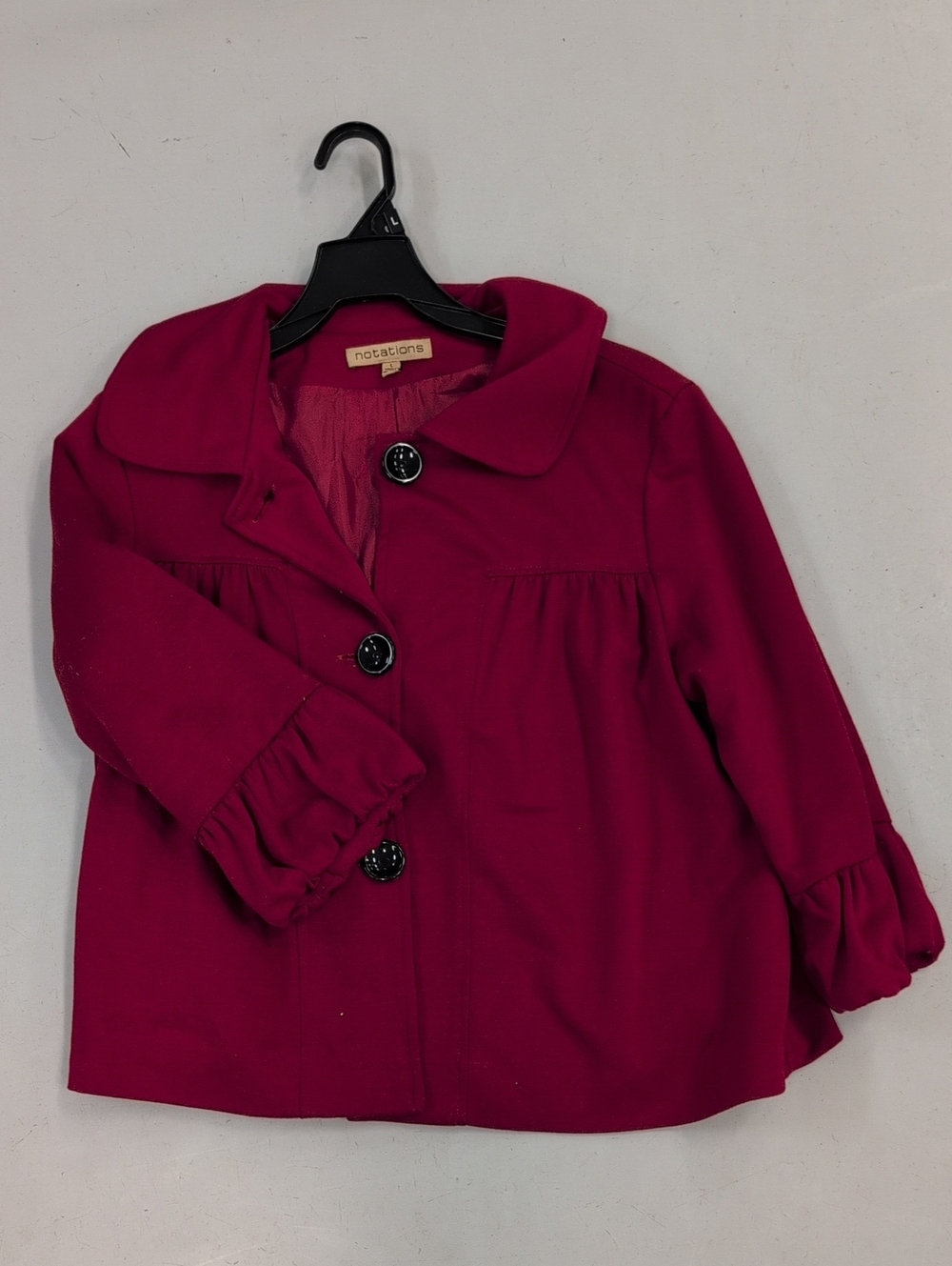 Notations Girls' Raspberry Button-Front Pea Coat